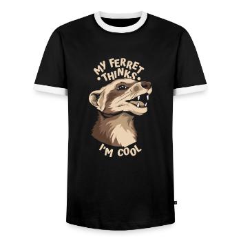 Ferret Iltis Cool - T-shirt contrasté Homme - noir/blanc - Devant - AI Model Female 172 light (172cm) & AI Model Male 178 light (178cm)
