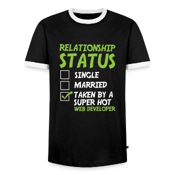 Web Entwickler Webdeveloper Witzig - Männer Kontrast-T-Shirt - Schwarz/Weiß - Vorne - AI Model Female 172 light (172cm) & AI Model Male 178 light (178cm)