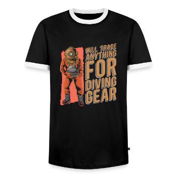 Diving Diver Funny Commercial Diving - Men's Ringer Shirt - black/white - Front - AI Model Female 172 light (172cm) & AI Model Male 178 light (178cm)