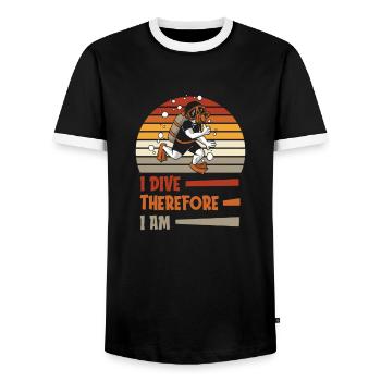 Diving Diver Commercial Diving - Men's Ringer Shirt - black/white - Front - AI Model Female 172 light (172cm) & AI Model Male 178 light (178cm)