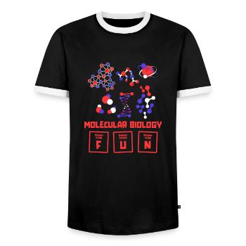 Biology Biologist Molecules Molecular Biologist - Men's Ringer Shirt - black/white - Front - AI Model Female 172 light (172cm) & AI Model Male 178 light (178cm)