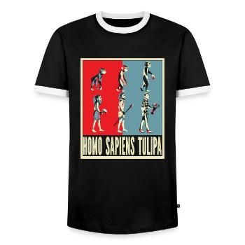 Tulpen Evolution Tulpen - Männer Kontrast-T-Shirt - Schwarz/Weiß - Vorne - AI Model Female 172 light (172cm) & AI Model Male 178 light (178cm)