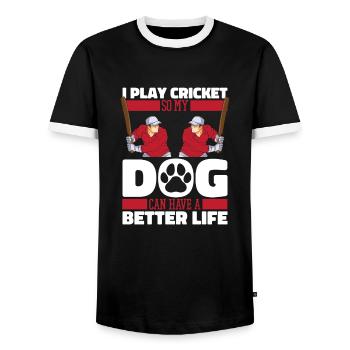 cricket - Men's Ringer Shirt - black/white - Front - AI Model Female 172 light (172cm) & AI Model Male 178 light (178cm)