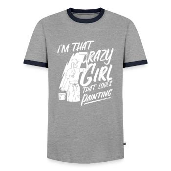 Painter Varnisher - Men's Ringer Shirt - grey/navy  - Front - AI Model Female 172 light (172cm) & AI Model Male 178 light (178cm)