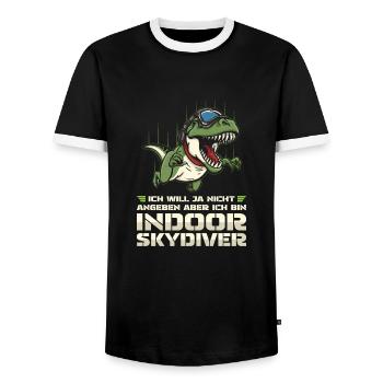 Indoor Skydiving T Rex - Männer Kontrast-T-Shirt - Schwarz/Weiß - Vorne - AI Model Female 172 light (172cm) & AI Model Male 178 light (178cm)