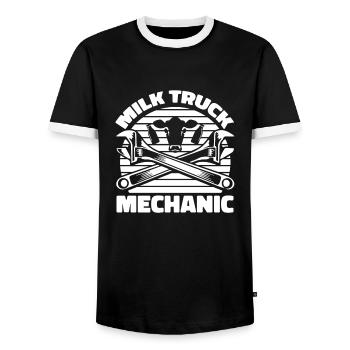 Cow Milk Milk Truck - Men's Ringer Shirt - black/white - Front - AI Model Female 172 light (172cm) & AI Model Male 178 light (178cm)