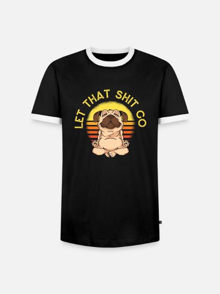 Yoga Niedlich Yoga Mops - Männer Kontrast-T-Shirt - Schwarz/Weiß