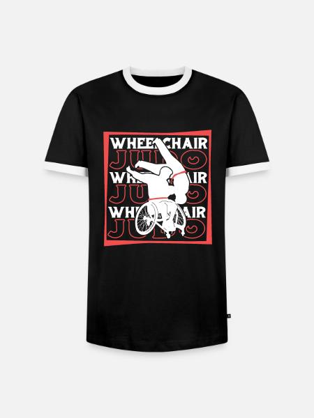 Judoka Rollstuhl - Männer Kontrast-T-Shirt - Schwarz/Weiß