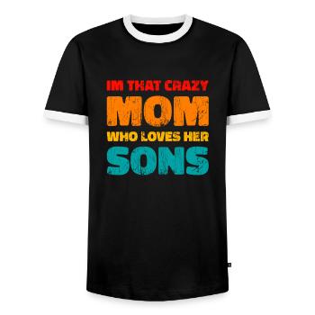 Mom Mutter Sohn - Männer Kontrast-T-Shirt - Schwarz/Weiß - Vorne - AI Model Female 172 light (172cm) & AI Model Male 178 light (178cm)
