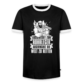 Rohrleitungsbauer Witzig - Männer Kontrast-T-Shirt - Schwarz/Weiß - Vorne - AI Model Female 172 light (172cm) & AI Model Male 178 light (178cm)