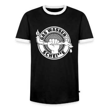 Rohrleitungsbauer Scheisse - Männer Kontrast-T-Shirt - Schwarz/Weiß - Vorne - AI Model Female 172 light (172cm) & AI Model Male 178 light (178cm)