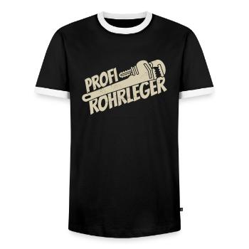 Rohrleitungsbauer Fachmann - Männer Kontrast-T-Shirt - Schwarz/Weiß - Vorne - AI Model Female 172 light (172cm) & AI Model Male 178 light (178cm)