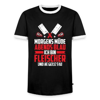 Fleischer Metzger Schlachter - Männer Kontrast-T-Shirt - Schwarz/Weiß - Vorne - AI Model Female 172 light (172cm) & AI Model Male 178 light (178cm)