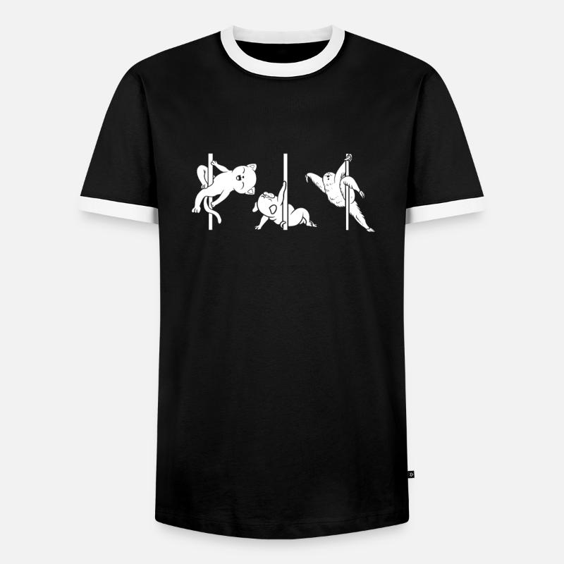 Pole Dancing Koala Bears - Men's Ringer Shirt - black/white