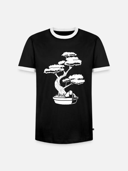 Bonsai Baum - Männer Kontrast-T-Shirt - Schwarz/Weiß