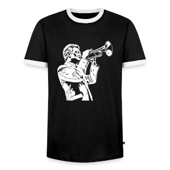 Train de ventilateurs Spielmannszug - T-shirt contrasté Homme - noir/blanc - Devant - AI Model Female 172 light (172cm) & AI Model Male 178 light (178cm)