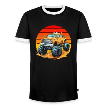 Monster Truck - Men's Ringer Shirt - black/white - Front - AI Model Female 172 light (172cm) & AI Model Male 178 light (178cm)