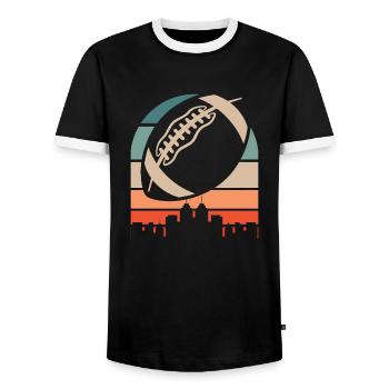 American Football - Männer Kontrast-T-Shirt - Schwarz/Weiß - Vorne - AI Model Female 172 light (172cm) & AI Model Male 178 light (178cm)