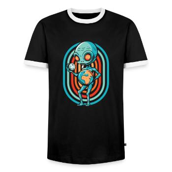 Alien Außerirdischer - Männer Kontrast-T-Shirt - Schwarz/Weiß - Vorne - AI Model Female 172 light (172cm) & AI Model Male 178 light (178cm)