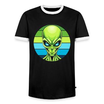 Alien Außerirdischer - Männer Kontrast-T-Shirt - Schwarz/Weiß - Vorne - AI Model Female 172 light (172cm) & AI Model Male 178 light (178cm)