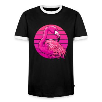 Flamant - T-shirt contrasté Homme - noir/blanc - Devant - AI Model Female 172 light (172cm) & AI Model Male 178 light (178cm)