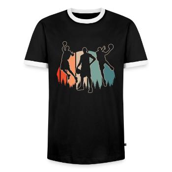 Joueur de basket-ball - T-shirt contrasté Homme - noir/blanc - Devant - AI Model Female 172 light (172cm) & AI Model Male 178 light (178cm)