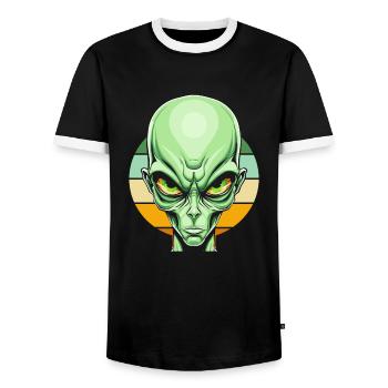 Alien Außerirdischer - Männer Kontrast-T-Shirt - Schwarz/Weiß - Vorne - AI Model Female 172 light (172cm) & AI Model Male 178 light (178cm)