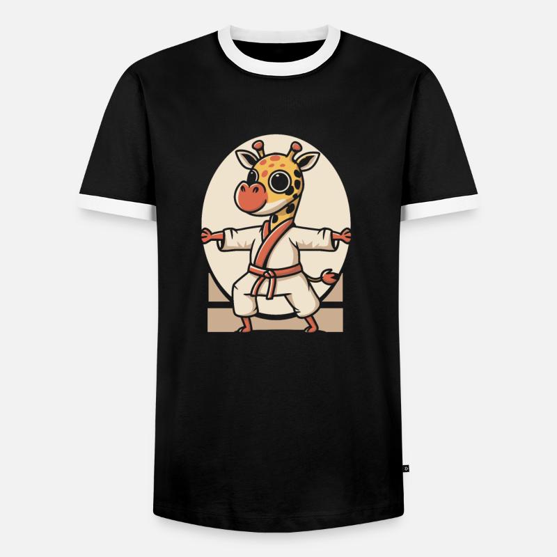 Karate Giraffe - Men's Ringer Shirt - black/white