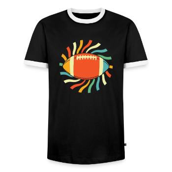 American Football - Männer Kontrast-T-Shirt - Schwarz/Weiß - Vorne - AI Model Female 172 light (172cm) & AI Model Male 178 light (178cm)