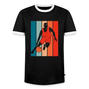 Joueur de basket-ball - T-shirt contrasté Homme - noir/blanc - Devant - AI Model Female 172 light (172cm) & AI Model Male 178 light (178cm)