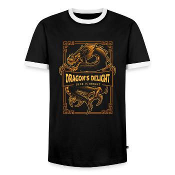 Jahr Des Drachen 2024 - Männer Kontrast-T-Shirt - Schwarz/Weiß - Vorne - AI Model Female 172 light (172cm) & AI Model Male 178 light (178cm)