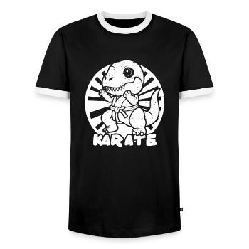 Karate - Männer Kontrast-T-Shirt - Schwarz/Weiß - Vorne - AI Model Female 172 light (172cm) & AI Model Male 178 light (178cm)