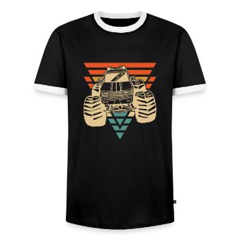 Monster Truck - Men's Ringer Shirt - black/white - Front - AI Model Female 172 light (172cm) & AI Model Male 178 light (178cm)