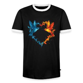 Colibri Coeur Coeur Amour Oiseau - T-shirt contrasté Homme - noir/blanc - Devant - AI Model Female 172 light (172cm) & AI Model Male 178 light (178cm)