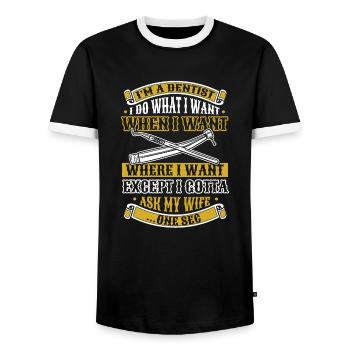 Zahnarzt Dentist - Männer Kontrast-T-Shirt - Schwarz/Weiß - Vorne - AI Model Female 172 light (172cm) & AI Model Male 178 light (178cm)
