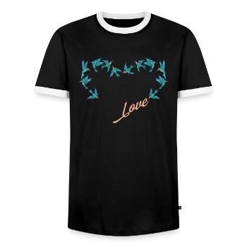 Colibri Coeur Coeur Amour Oiseau - T-shirt contrasté Homme - noir/blanc - Devant - AI Model Female 172 light (172cm) & AI Model Male 178 light (178cm)