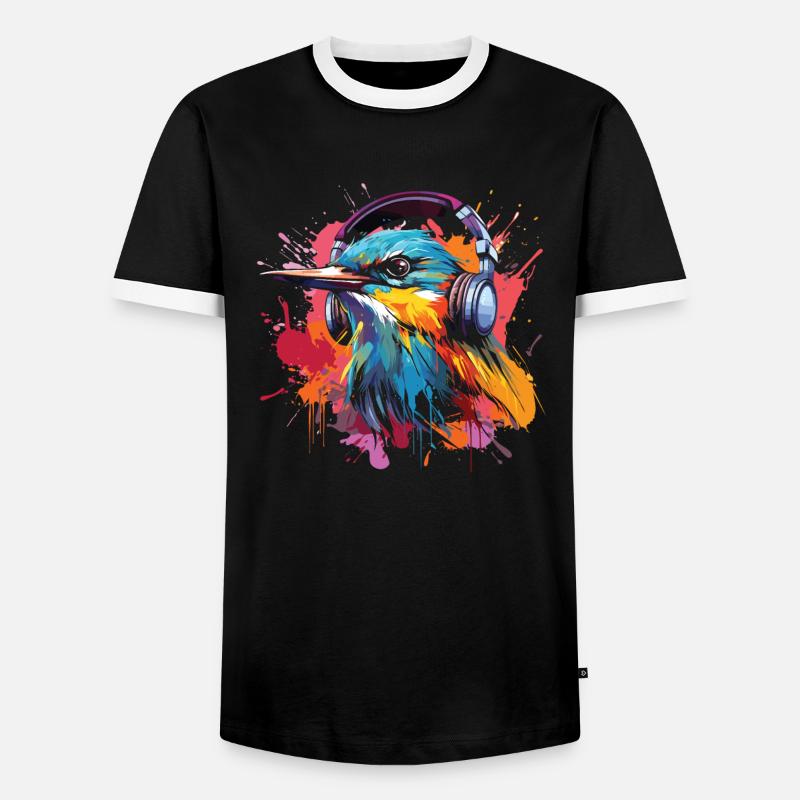 Kolibri Kopfhörer - Männer Kontrast-T-Shirt - Schwarz/Weiß