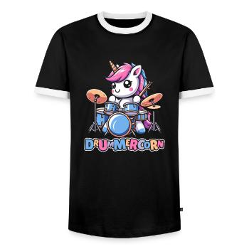 Schlagzeug Drummer Schlagzeuger Einhorn - Männer Kontrast-T-Shirt - Schwarz/Weiß - Vorne - AI Model Female 172 light (172cm) & AI Model Male 178 light (178cm)