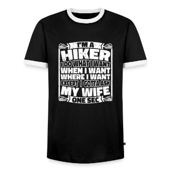 Hiking Hikers Funny - Men's Ringer Shirt - black/white - Front - AI Model Female 172 light (172cm) & AI Model Male 178 light (178cm)