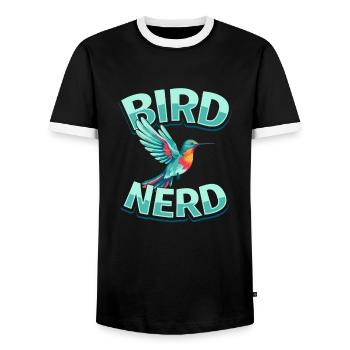 Kolibri Vögel Beobachten Bird Nerd - Männer Kontrast-T-Shirt - Schwarz/Weiß - Vorne - AI Model Female 172 light (172cm) & AI Model Male 178 light (178cm)