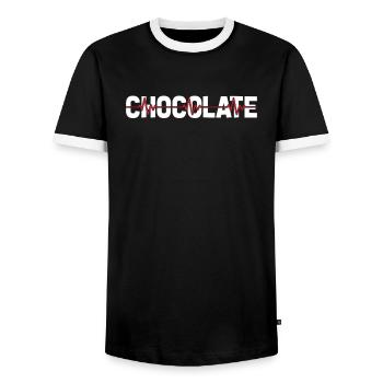 Chocolat Chocolat Ecg Rythme cardiaque - T-shirt contrasté Homme - noir/blanc - Devant - AI Model Female 172 light (172cm) & AI Model Male 178 light (178cm)
