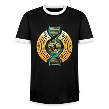 Frisbee Its In My Dna - Men's Ringer Shirt - black/white - Front - AI Model Female 172 light (172cm) & AI Model Male 178 light (178cm)
