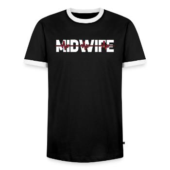 Rythme cardiaque de l’ECG sage-femme - T-shirt contrasté Homme - noir/blanc - Devant - AI Model Female 172 light (172cm) & AI Model Male 178 light (178cm)
