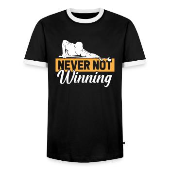 Billiards - Men's Ringer Shirt - black/white - Front - AI Model Female 172 light (172cm) & AI Model Male 178 light (178cm)