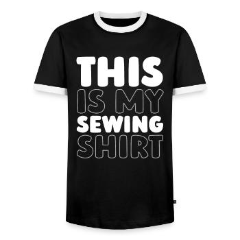 Sewing Sewing Machine - Men's Ringer Shirt - black/white - Front - AI Model Female 172 light (172cm) & AI Model Male 178 light (178cm)