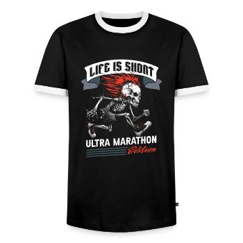 Ultramarathon - Men's Ringer Shirt - black/white - Front - AI Model Female 172 light (172cm) & AI Model Male 178 light (178cm)