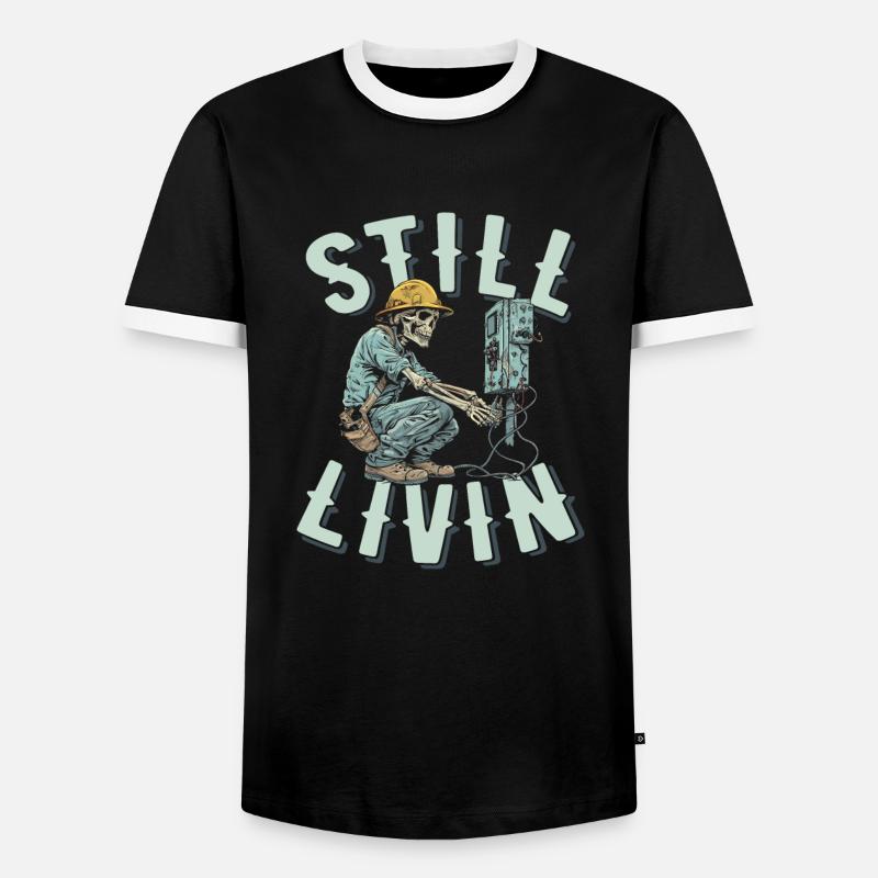 Electrician, Electronics Technician - Men's Ringer Shirt - black/white