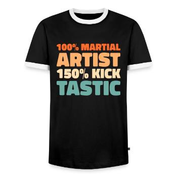 Kung Fu Karate - Men's Ringer Shirt - black/white - Front - AI Model Female 172 light (172cm) & AI Model Male 178 light (178cm)