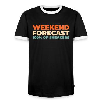 Lancer de chaussures de baskets - T-shirt contrasté Homme - noir/blanc - Devant - AI Model Female 172 light (172cm) & AI Model Male 178 light (178cm)