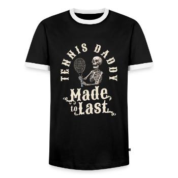 Tennis Skeleton Fathers Day Dad - Men's Ringer Shirt - black/white - Front - AI Model Female 172 light (172cm) & AI Model Male 178 light (178cm)